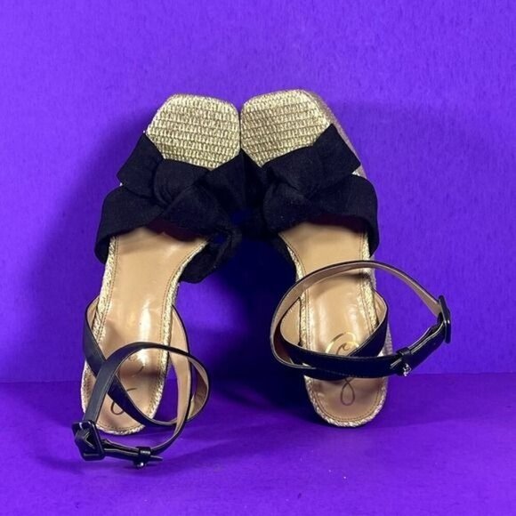 Sam Edelman Women's Black Bow Theresa 2 Summer Platform Sandals Shoe Size 10.5 - Picture 6 of 9